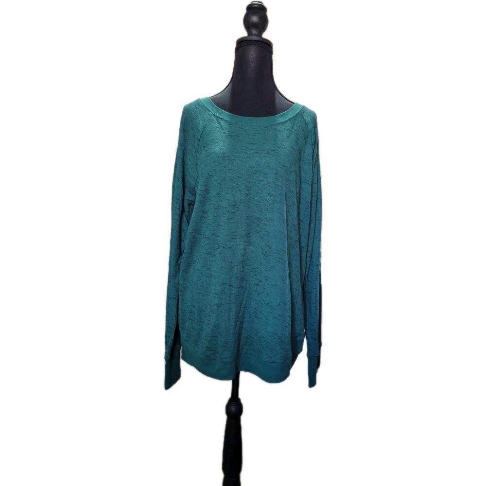 Threads 4 Thought Womens L Green Heathered Knit Long Sleeve Pullover Sweater